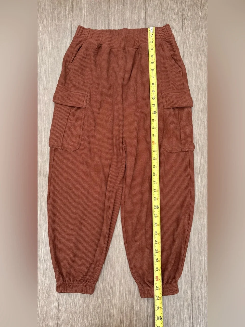 Aerie Traveler Lounge Waffle Cargo Joggers In Terracotta Rusty Brown Size S